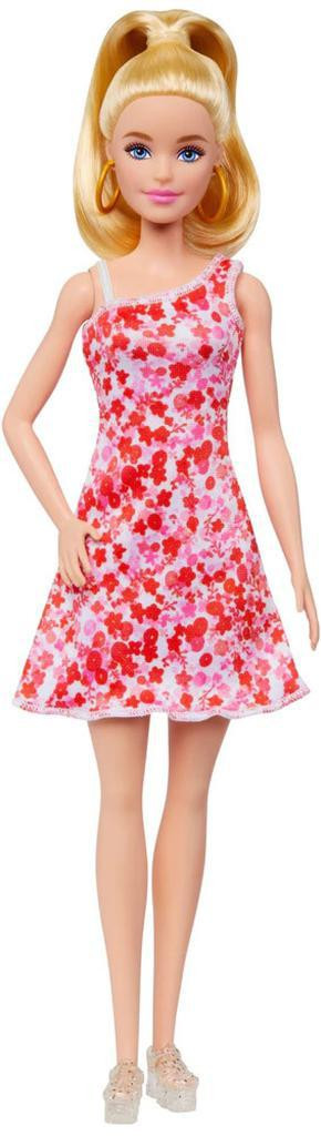 Barbie Modelka - růžové květinové šaty