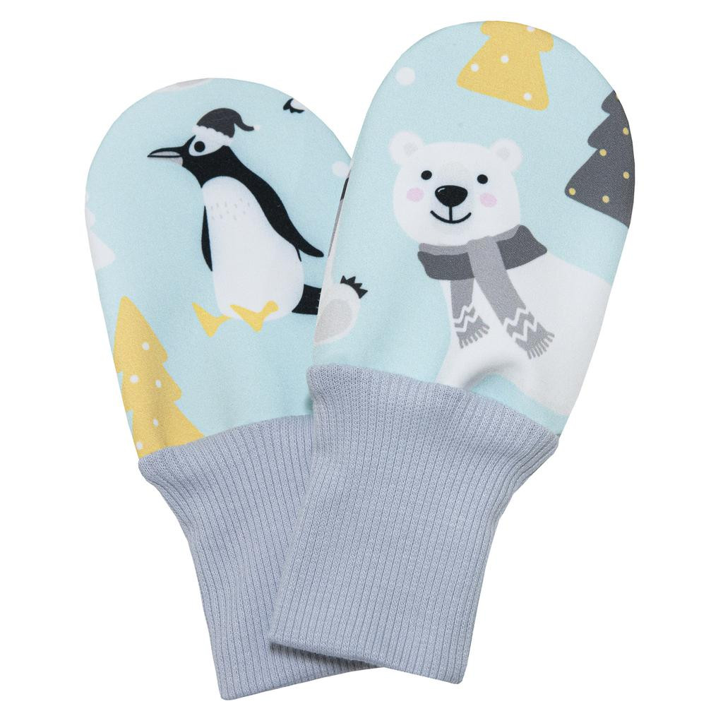 ESITO Dětské softshellové bezpalcové rukavice Lední medvědi mint vel. 74-80