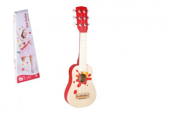 Teddies Dřevěná kytara 52 cm s trsátkem