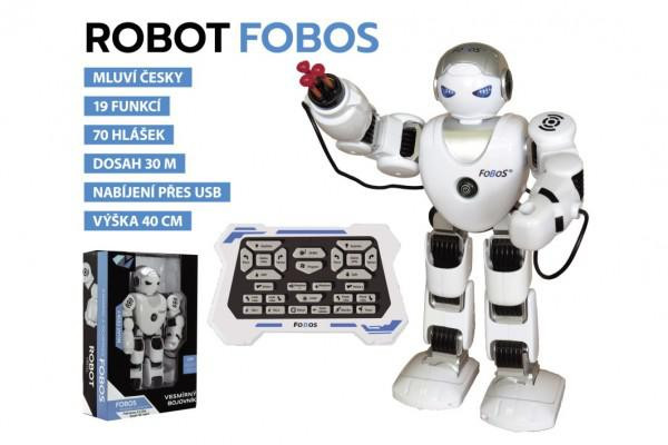 Teddies Robot RC FOBOS interaktivní chodící česky mluvící na baterie s USB 40 cm