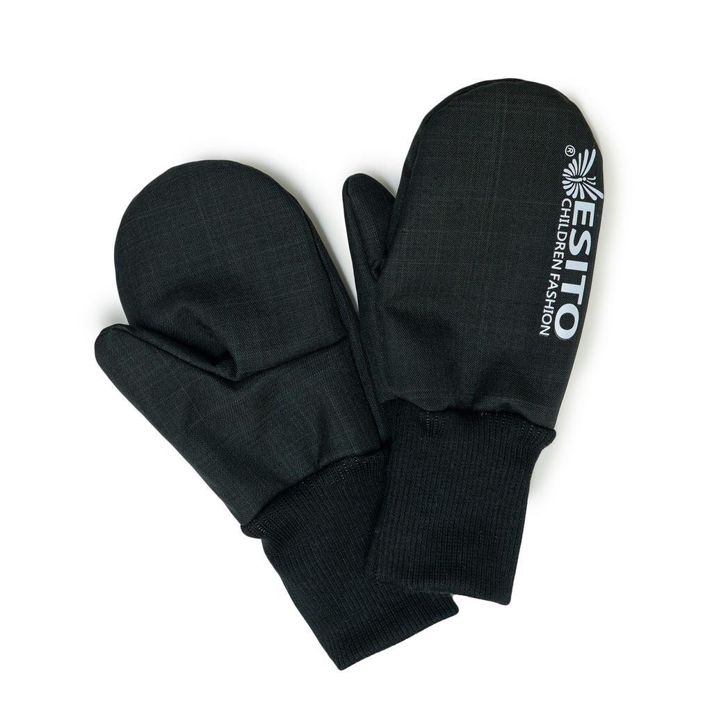 ESITO Zimní palcové rukavice softshell s beránkem černá