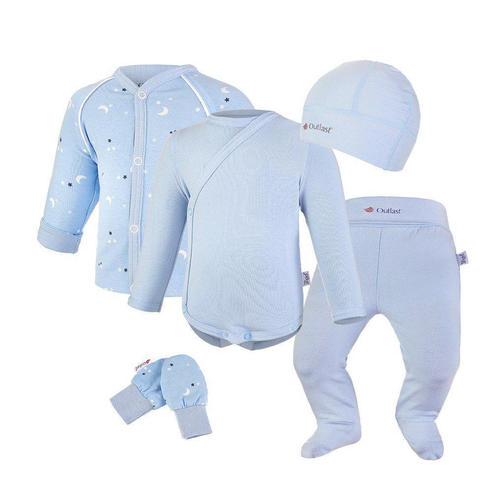 Little Angel(DITA) Novorozenecká sada BIO Outlast® UV 50+ Sv. modrá hvězdičky/sv. modrá