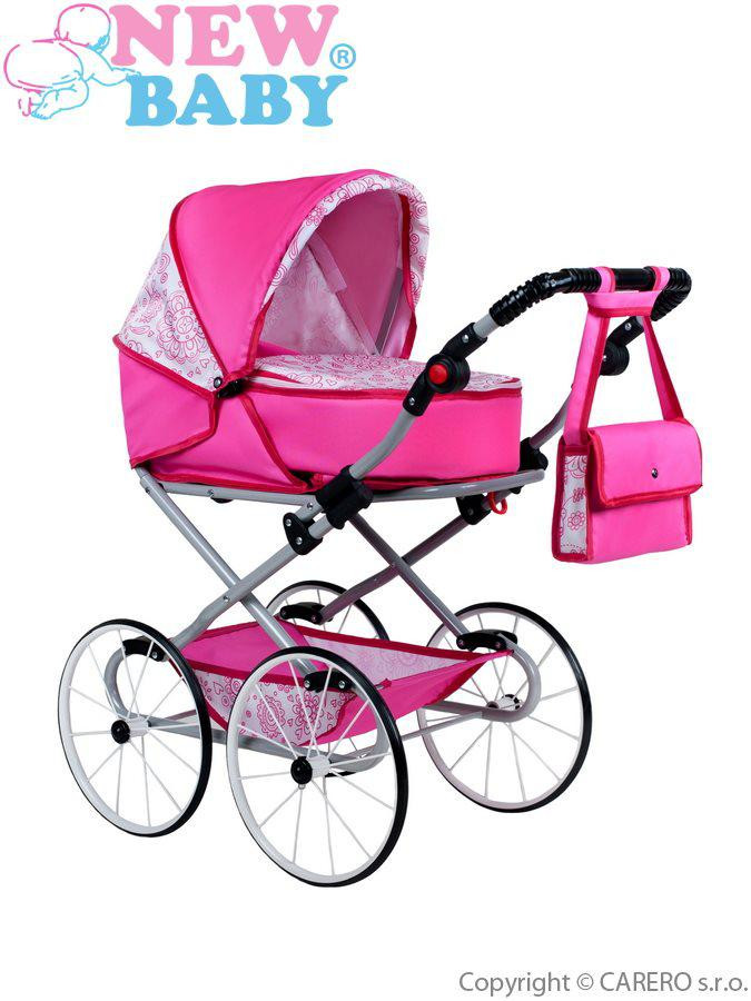 NEW BABY Dětský Retro kočárek pro panenky 2v1 New Baby Natálka růžový