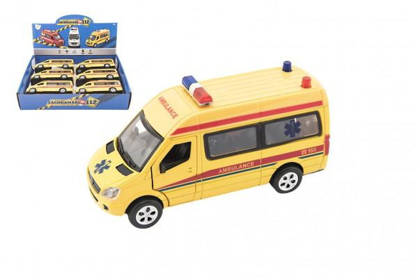Teddies Auto ambulance kov/plast 15cm na baterie se světlem se zvukem na zpětné natažení