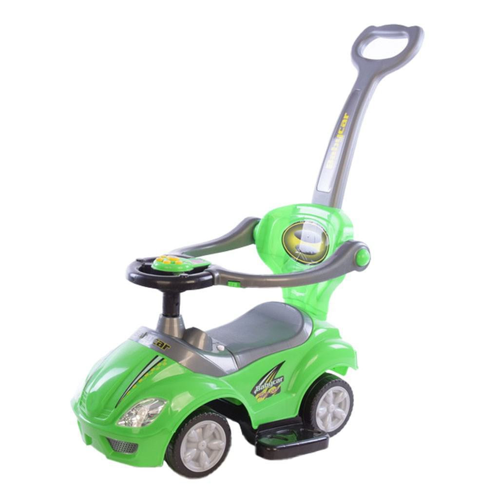 BABY MIX Dětské odrážedlo s vodící tyčí 3v1 Baby Mix Mega Car zelené