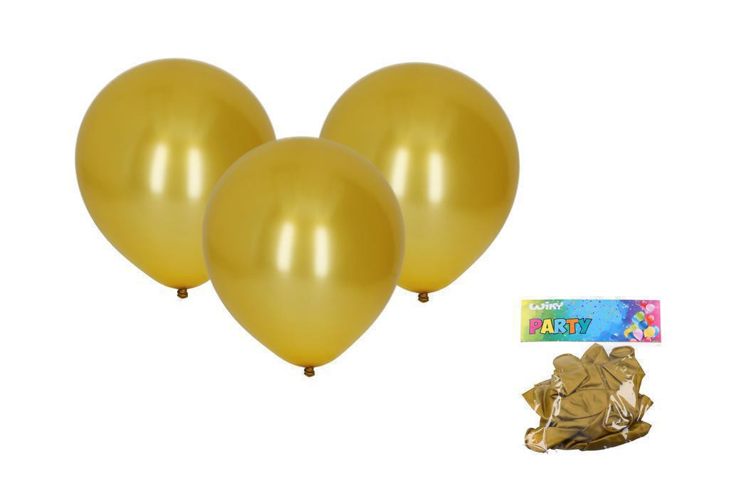 Wiky Balónek nafukovací 30cm - sada 10ks, metalický zlatý