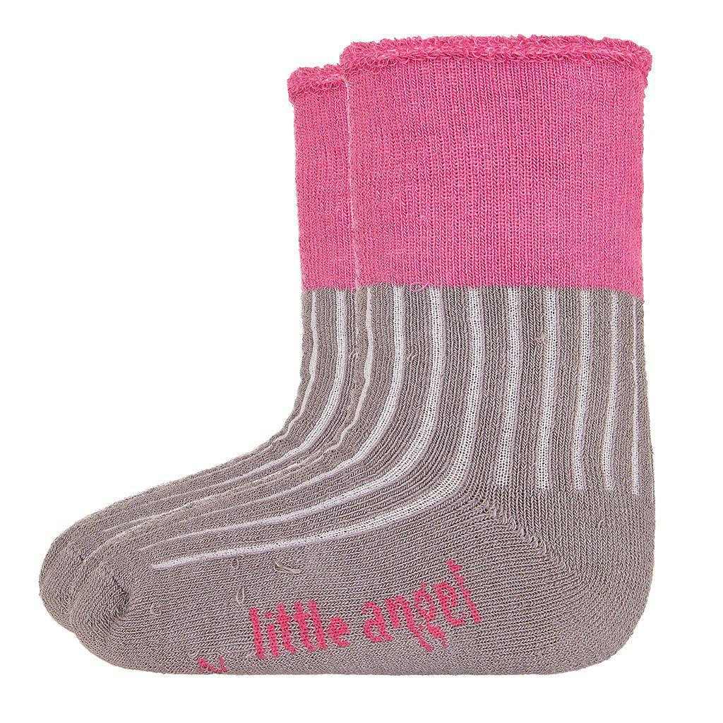 Little Angel (DITA) Ponožky froté Outlast® Tm. šedá/růžová