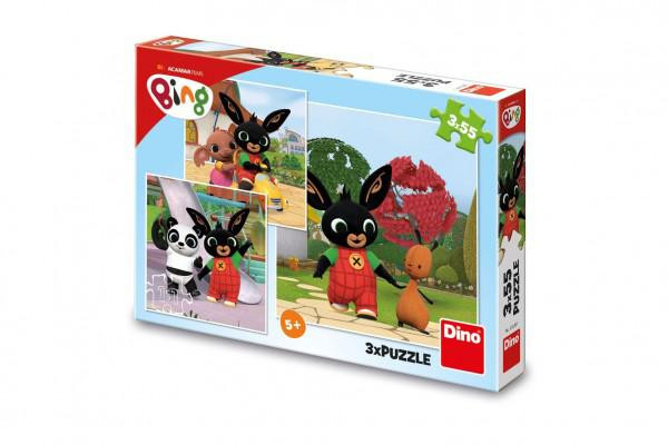 Dino Puzzle 3v1 Králíček Bing/Bing si hraje 3x55 dílků