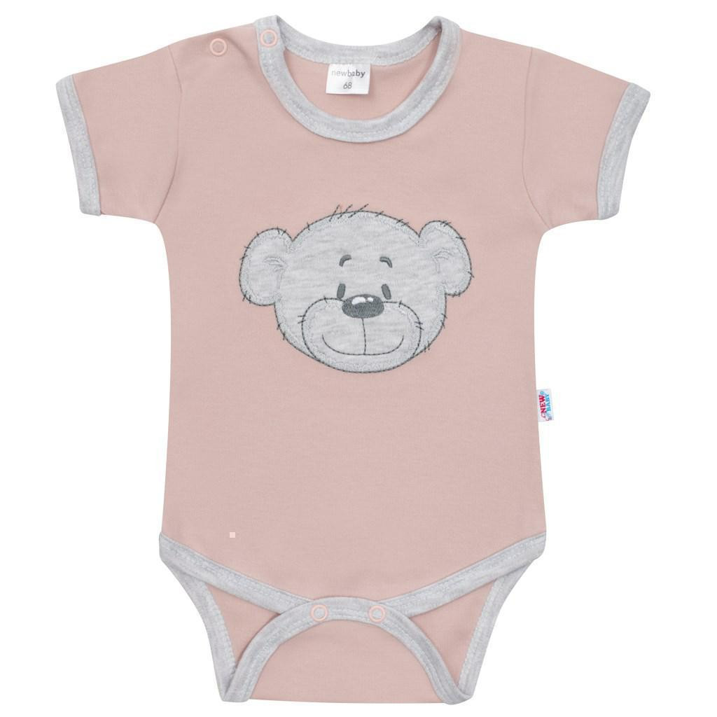 NEW BABY Kojenecké bavlněné body s krátkým rukávem New Baby BrumBrum Old pink grey