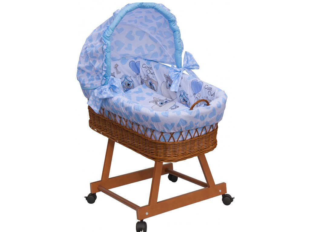 Scarlett Proutěný košík na miminko s boudičkou Kulíšek - modrá