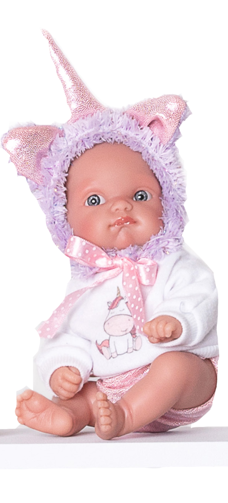 Antonio Juan Jednorožec fialový - realistická panenka miminko - 21 cm