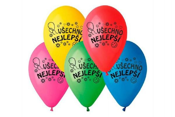 Smart Balloons Balonek nafukovací Všechno nejlepší, průměr 26cm, 10ks v sáčku