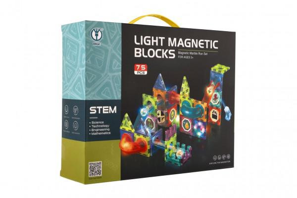 Teddies Kuličková dráha magnetická plast 75 ks 8 kuliček s doplňky se světlem
