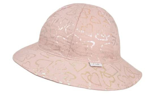 ESITO Dívčí klobouk mušelín Shiny heart - růžová Vel. XL