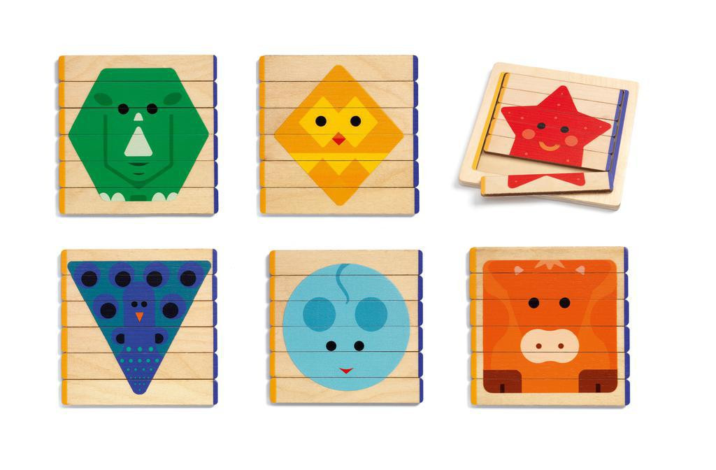 Djeco Dřevěné jednoduché puzzle barevná zvířata