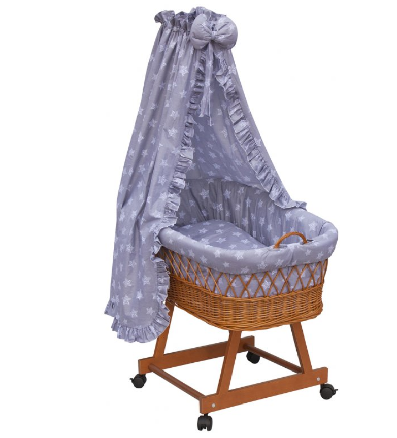 Scarlett Proutěný košík na miminko s nebesy Hvězdička - šedá