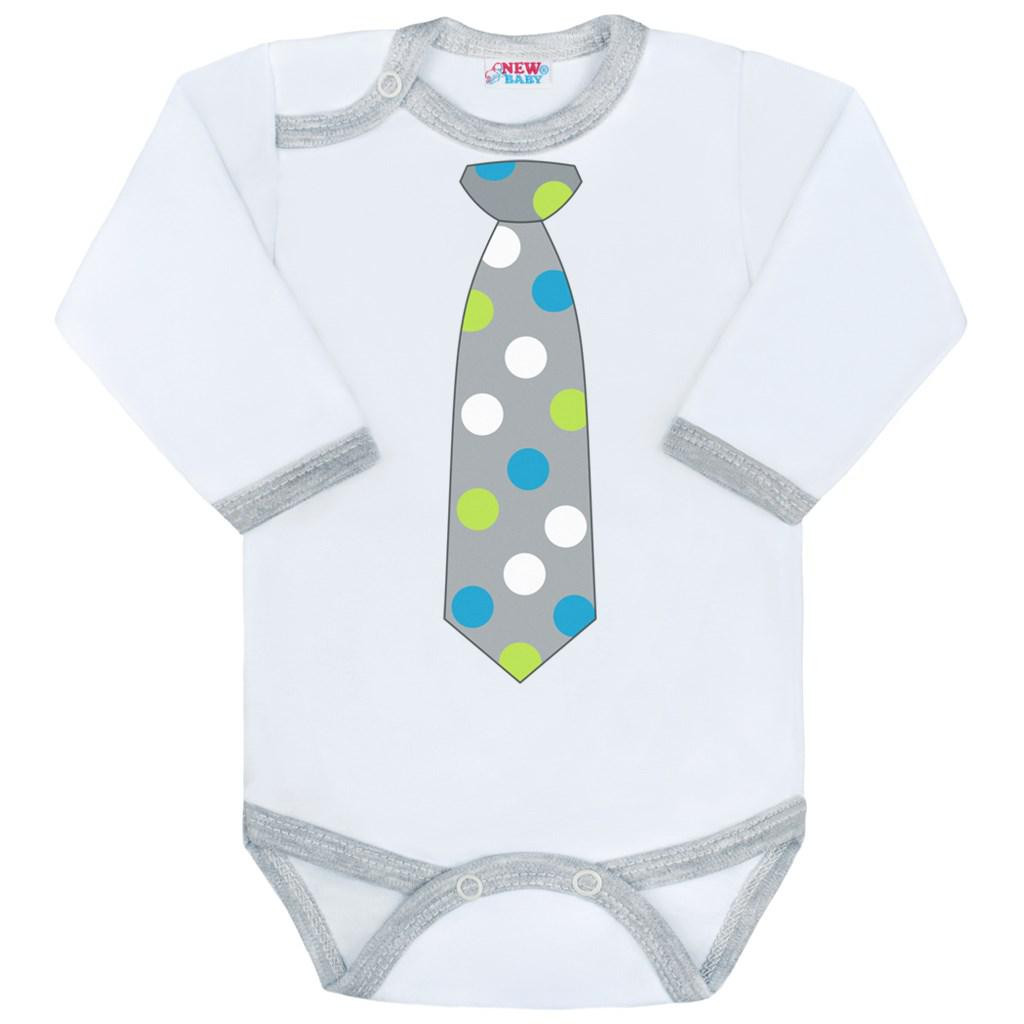 NEW BABY Body s potiskem New Baby s kravatou s puntíky