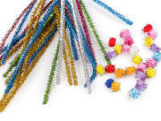 Kreativní sada chlupaté drátky a bambulky s lurexem