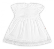 Luxusní šatičky s krajkou SOFIA, krátkým rukávek + čelenka ,2D sada, bíle