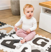Pěnové puzzle, podložka Písmena, 10 ks, šedá/černá/bílá, BabyOno
