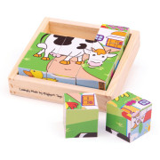 Obrázkové kostky kubusy Zvířátka 9 kostek Bigjigs Toys