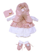 Obleček pro panenku 40 cm Llorens 5dílný bílo-růžový