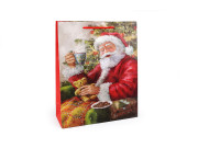 Vánoční dárková taška s glitry 18 x 23 x 8 cm Santa 3