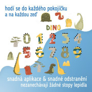 Nástěnné samolepky do dětského pokoje, Dino Numbers Sipo