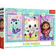 Puzzle Seznamte se s Gabby a kočkami 3 v 1 3 x 50 dílků