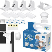 Magnetické zámky bílé na skříně a zásuvky sada 4 ks + 1x magnetický klíč Sipo
