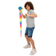 Míček měkký s dlouhým ocáskem látka 100 cm duhový 