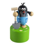 Krtek s rýčem mačkačka dřevo 10 cm 