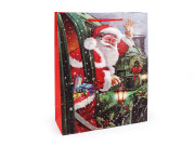 Vánoční dárková taška s glitry 32 x 26 x 10 cm Santa 2