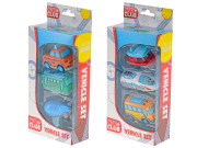 Vozidlo veselé 7cm kov na zpětný chod 3 ks 18 m+