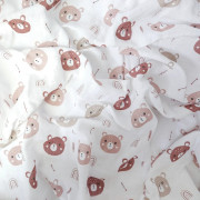 Mušelínová plena 70 x 70 cm - 2 ks v balení karamelová srdíčka + méďa šíp Prem