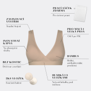 Kojicí podprsenka bambus Nuuma Nude s vyjímatelnými vložkami + prací sáček Moniel