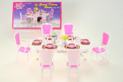Glorie Jídelní stůl s doplňky - 6 židlí pro panenky