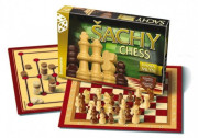 Šachy, dáma, mlýn společenská hra v krabici 