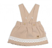 3dílná sada Lady, body, suknička s laclem, čelenka béžová/bílá Baby Nellys