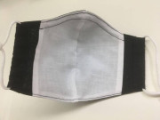Látková respirační rouška - maska pánská dvouvrstvá s kapsou a drátkem béžová s proužky