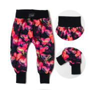 Dětské tepláky s vysokým pasem Duhová srdce černá 