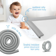 Ochranná páska pěnová šedá pro ochranu hran a rohů skleněného nábytku 1 ks (2 m) Sipo