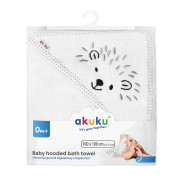 Dětská osuška s kapucí bílá Ježek 100x100 Akuku