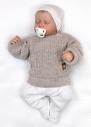 Rostoucí oversize pletený svetřík pro miminko béžový Baby Nellys