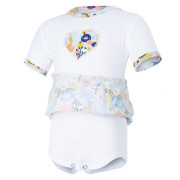 Body šaty tenké KR set Outlast® - bílá/sv.šedá kvítí