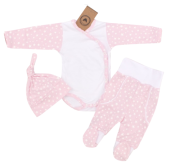 3-dílná soupravička body, polodupačky a čepička Z&Z, Hvězdičky - Růžová
