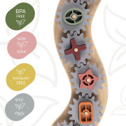 Silikonová bambusová skládačka ozubená kolečka, Multicolor