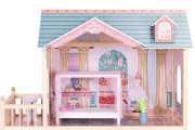 Dřevěný domeček pro panenky 3 patra, 11 ks nábytku