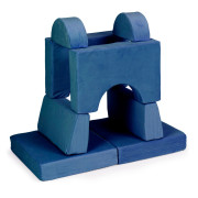 Kreativní dětská pohovka z měkkých polštářů – skládací modulární set 8 dílů - tm. modrá