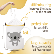 Koš na hračky bavlněný uzavíratelný 43 l Sipo